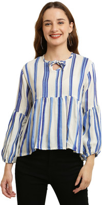 ukaim fashion Casual Striped Women Blue Top