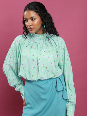 Tokyo Talkies Casual Printed Women Green Top