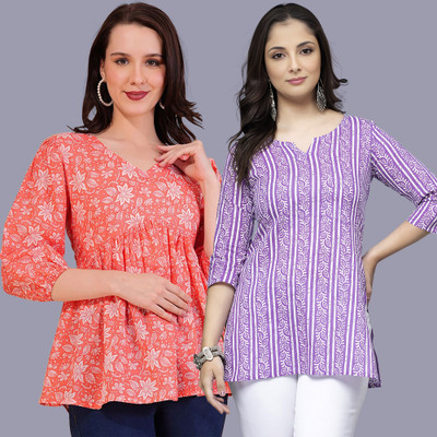 NAVYANKAA Casual Floral Print Women Pink, Purple Top