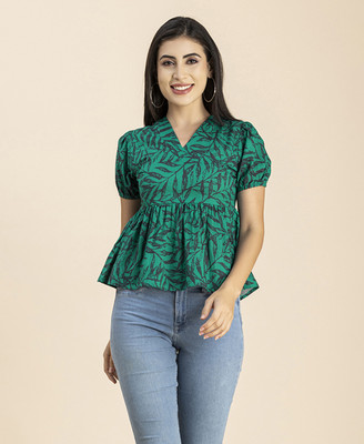 moomaya Casual Printed Women Green Top