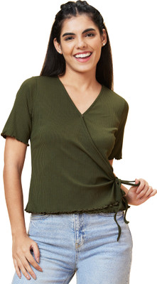 Globus Casual Solid Women Green Top