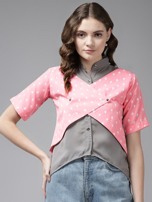 Aarika Casual Self Design Women Pink Top