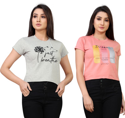 Tween Trends Casual Printed Women Red, Grey Top