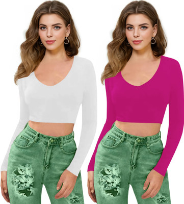 NAVYANKAA Casual Solid Women Pink Top
