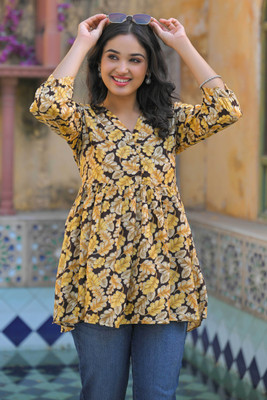 Peachmode Casual Printed Women Brown Top