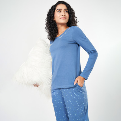 Dreamz by Pantaloons Casual Solid Women Blue Top