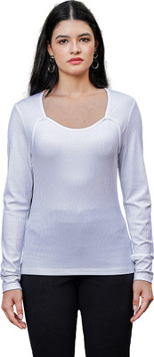 one sky Casual Solid Women White Top