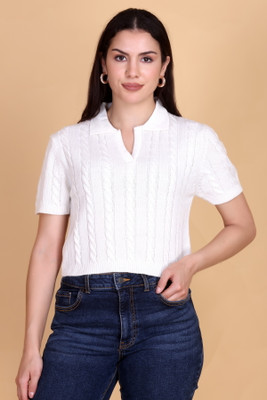 DZANT Casual Solid Women White Top
