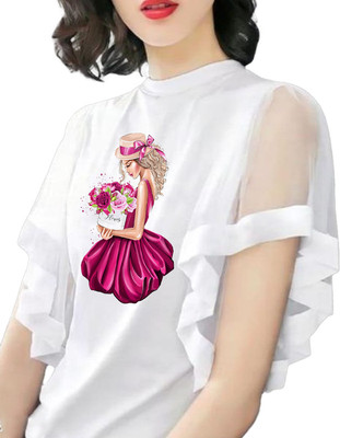 CNQFS FASHION Casual Solid Women White Top