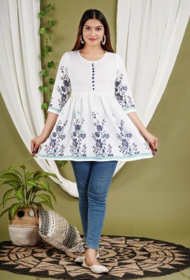 SUYASH Casual Printed Women White, Light Blue, Dark Blue Top