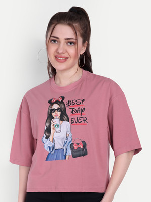 Hautemoda Casual Graphic Print Women Pink Top