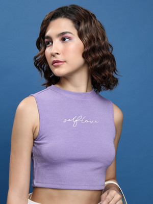 Tokyo Talkies Casual Solid Women Purple Top