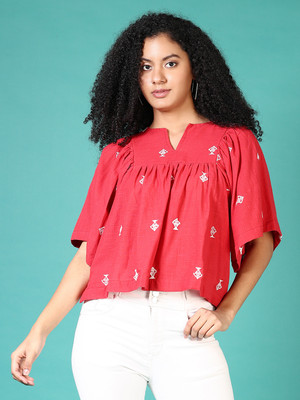 V-MART Casual Printed Women Red Top
