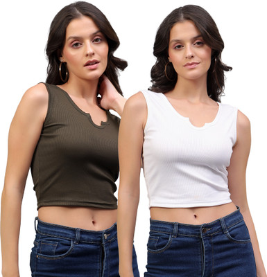 DIAZ Casual Solid Women Grey, White Top