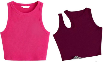 HouseOfCommon Casual Solid Women Maroon, Pink Top