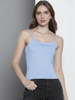 TOMMY HILFIGER Casual Embroidered Women Blue Top