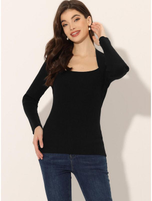 PUERY Casual Solid Women Black Top