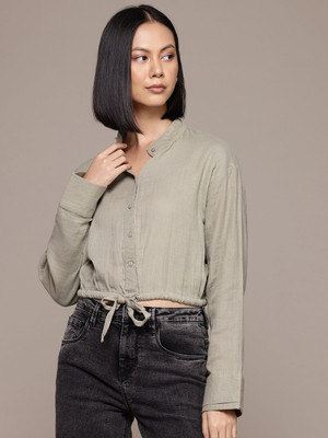 Roadster Casual Solid Women Brown Top
