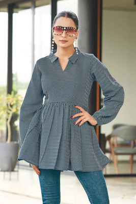 Odd by chansi Trendz Casual Floral Print Women Grey Top