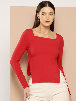 CHEMISTRY Casual Solid Women Red Top