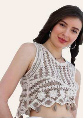 Epicedesigns Casual Solid Women White, Beige Top
