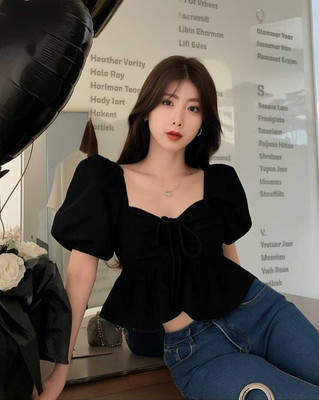 Siddhidhanfashion Party Solid Women Black Top