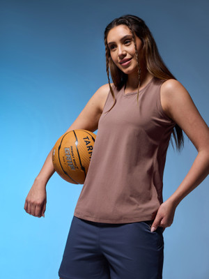 Technosport Casual Solid Women Brown Top