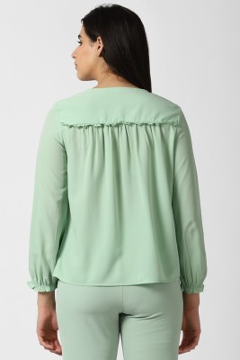 VAN HEUSEN Casual Solid Women Green Top