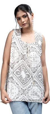MADBORN CREATION Casual Printed Women White Top