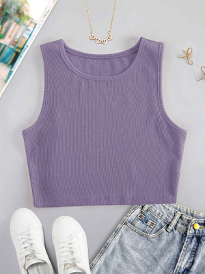 CILIMILI Casual Self Design Women Purple Top