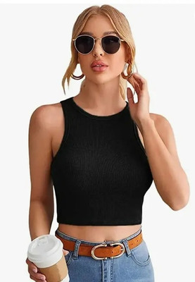 PINOVO Casual Solid Women Black Top