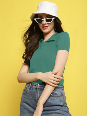 Fabflee Casual Solid Women Green Top
