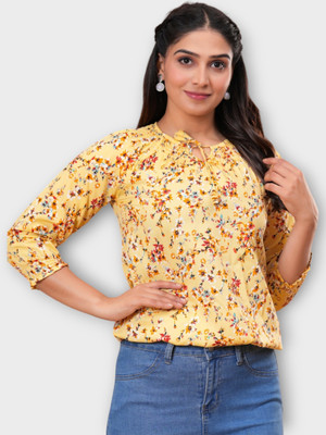 TRUSTED ENTERPRISES Casual Printed Women Yellow Top