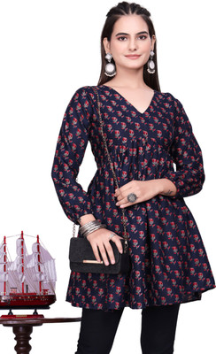 Malhaari Outfits Casual Printed Women Blue Top