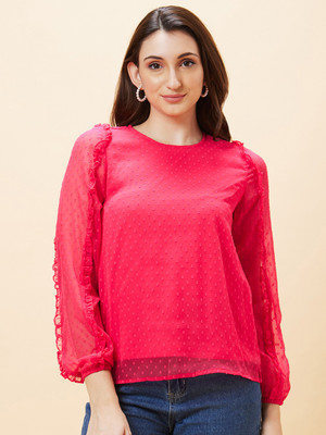 Globus Casual Solid Women Pink Top