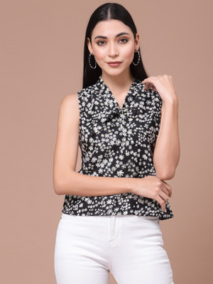 Oomph! Casual Printed Women Black Top