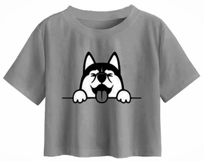 brikshi Casual Animal Print Women Grey Top