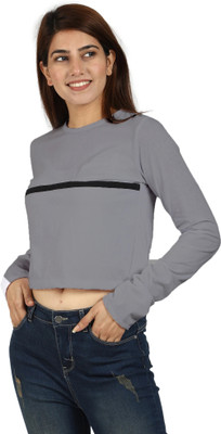 ROARERS Casual Color Block Women Grey Top