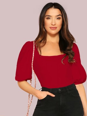 Kashonaa Casual Solid Women Red Top