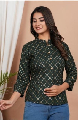 NKP Casual Printed Women Green, Dark Green Top