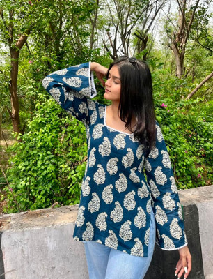 Sidheshwar Casual Floral Print Women Blue Top