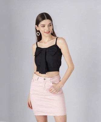 TANDUL Casual Solid Women Black Top