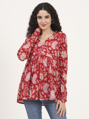 DIVENA Casual Printed Women Red Top