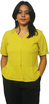 SliqueApparels Casual Solid Women Light Green Top