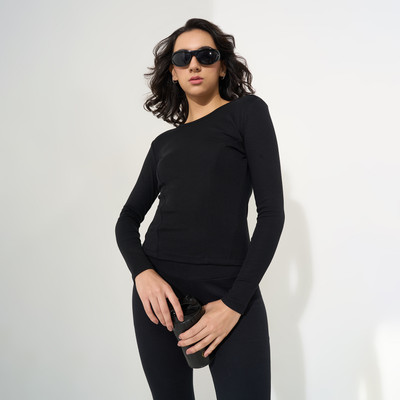 Ajile By Pantaloons Casual Solid Women Black Top