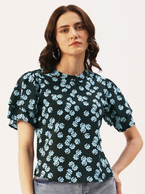 Dressberry Casual Floral Print Women Black Top