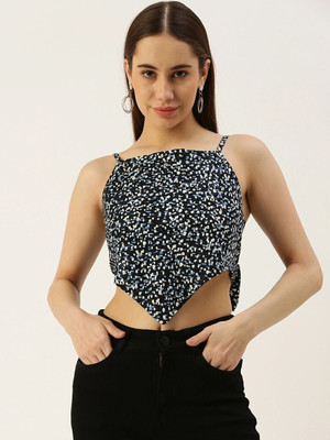 IQRRAR Casual Solid Women Blue Top