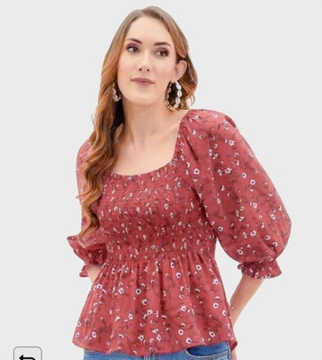 Abdullha Garment Casual Printed Women Red Top