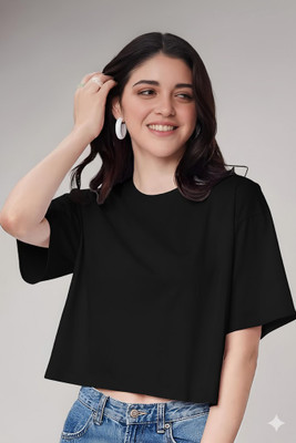FURRR Casual Self Design Women Black Top