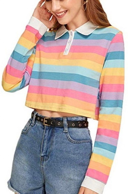 HouseOfCommon Striped Women Round Neck Multicolor T-Shirt